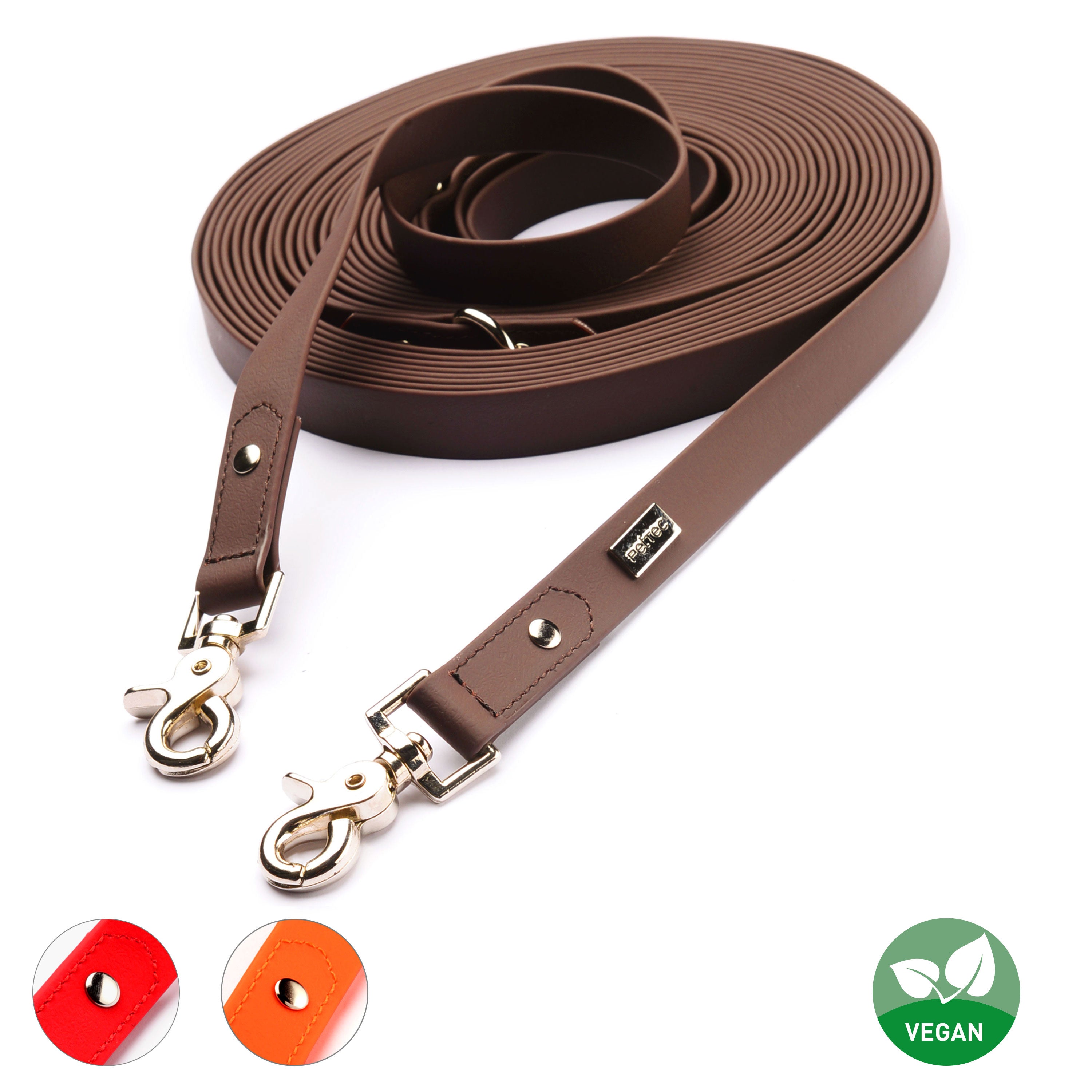PetTec Schleppleine aus veganem Trioflex® bis 80kg, braun