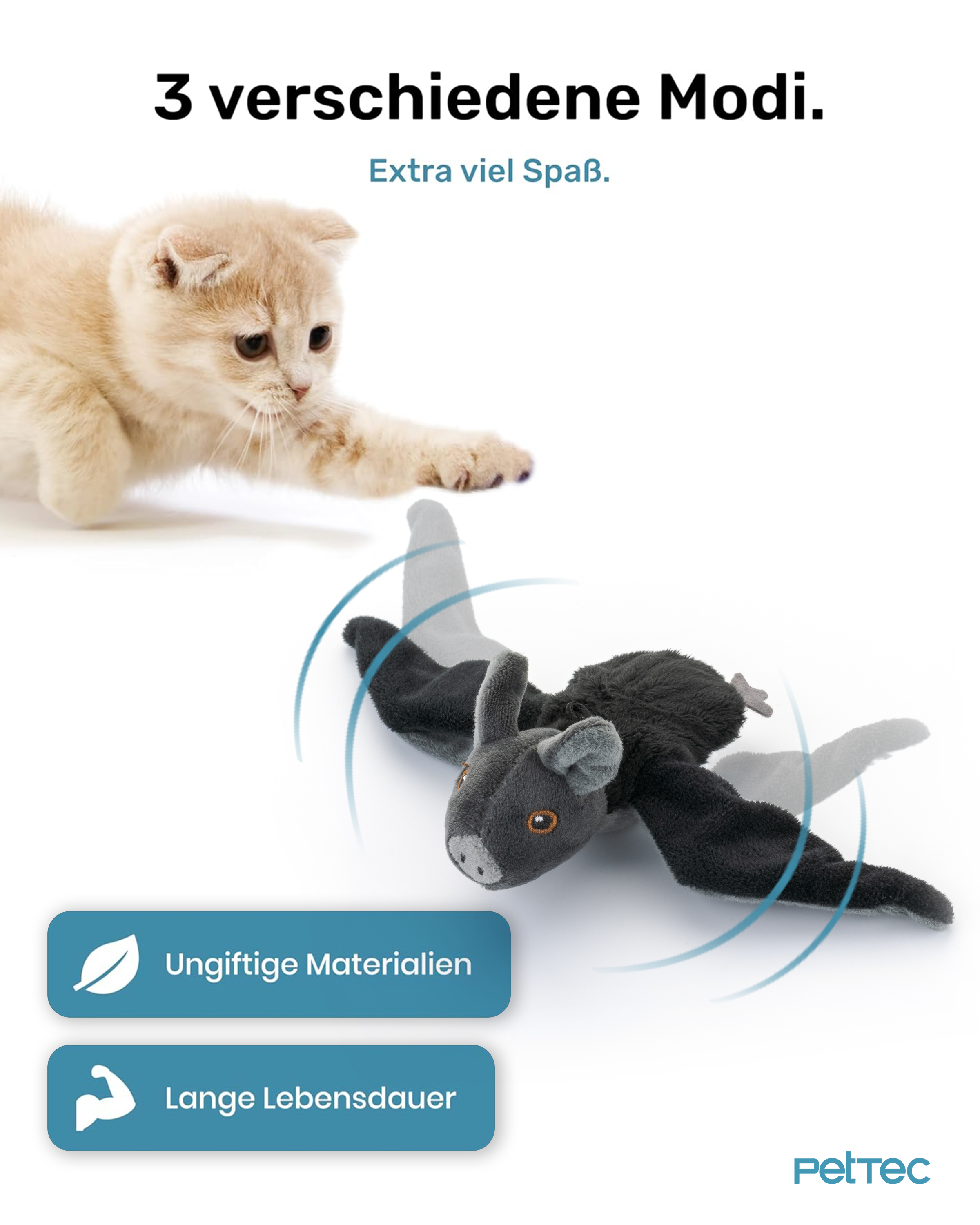 PetTec interaktives Plüschtier für Katzen - Fledermaus
