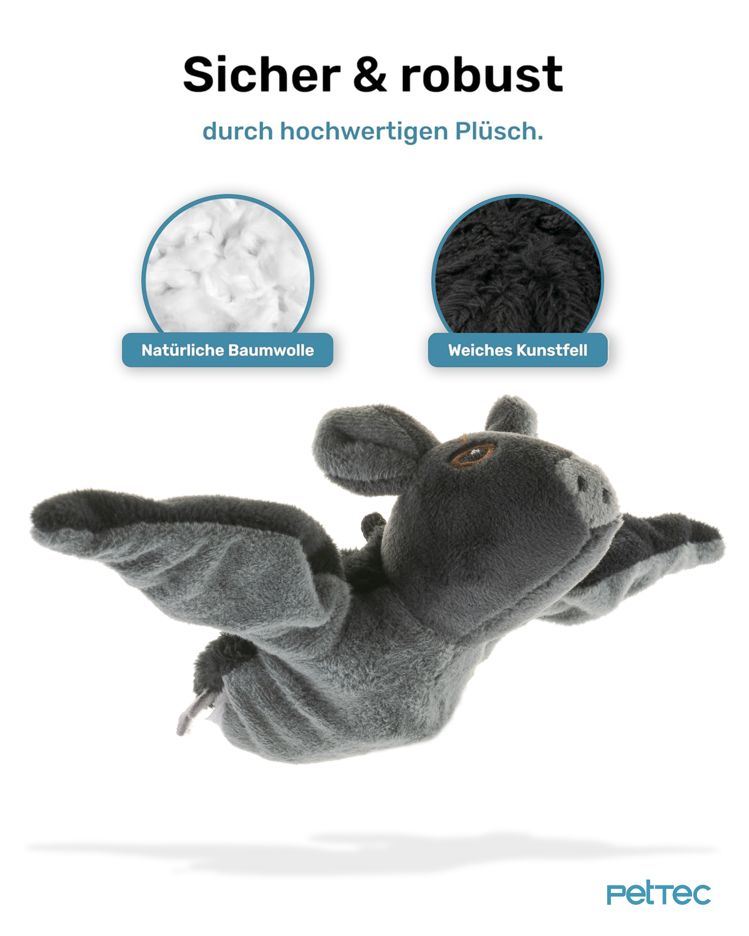PetTec interaktives Plüschtier für Katzen - Fledermaus