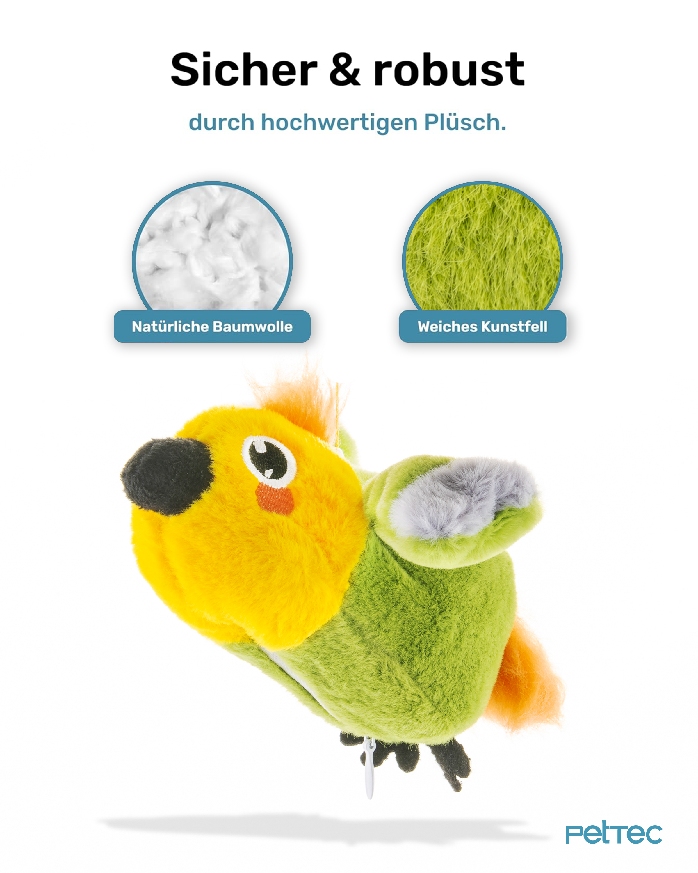 PetTec interaktives Plüschtier für Katzen - Papagei