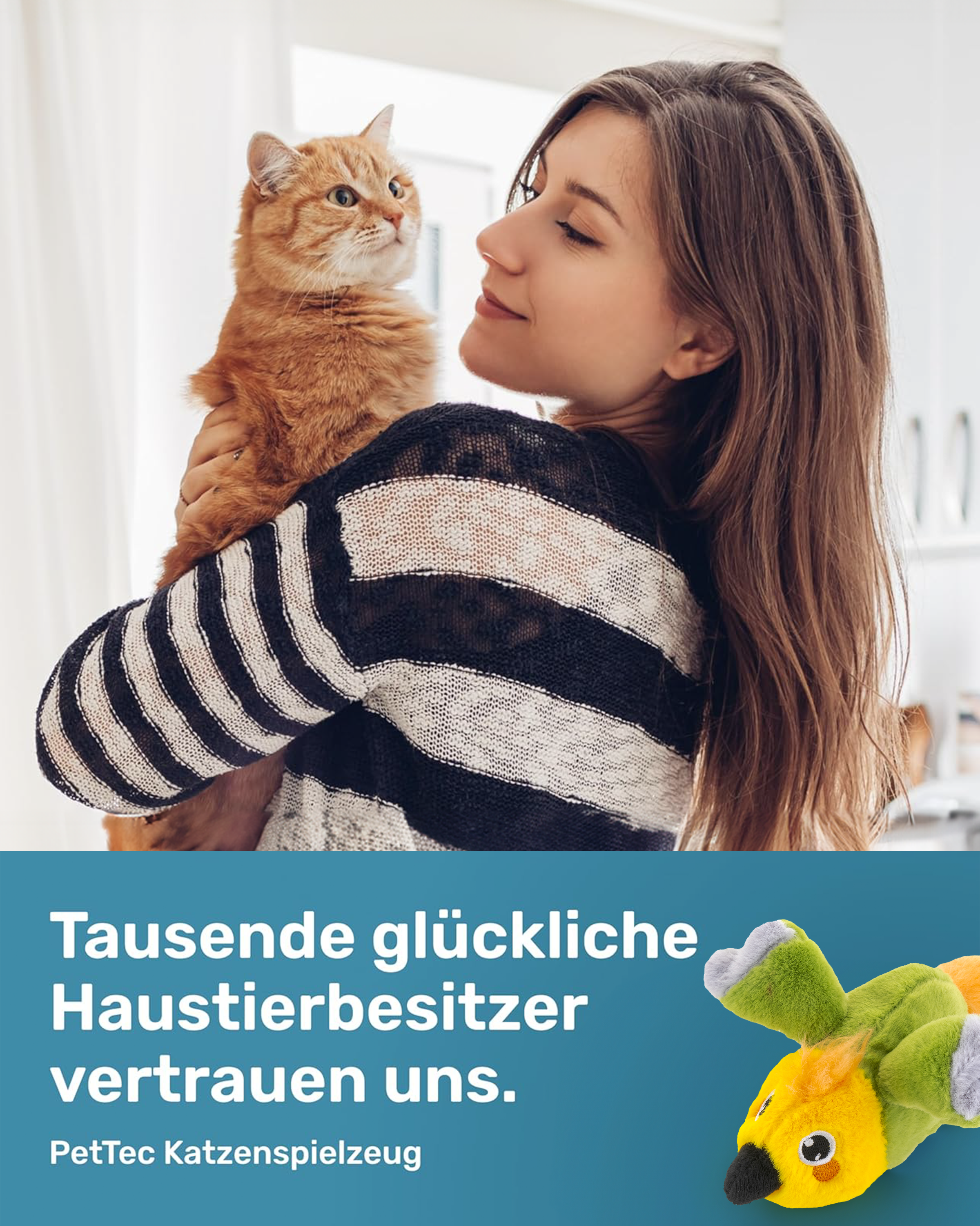 PetTec interaktives Plüschtier für Katzen - Papagei