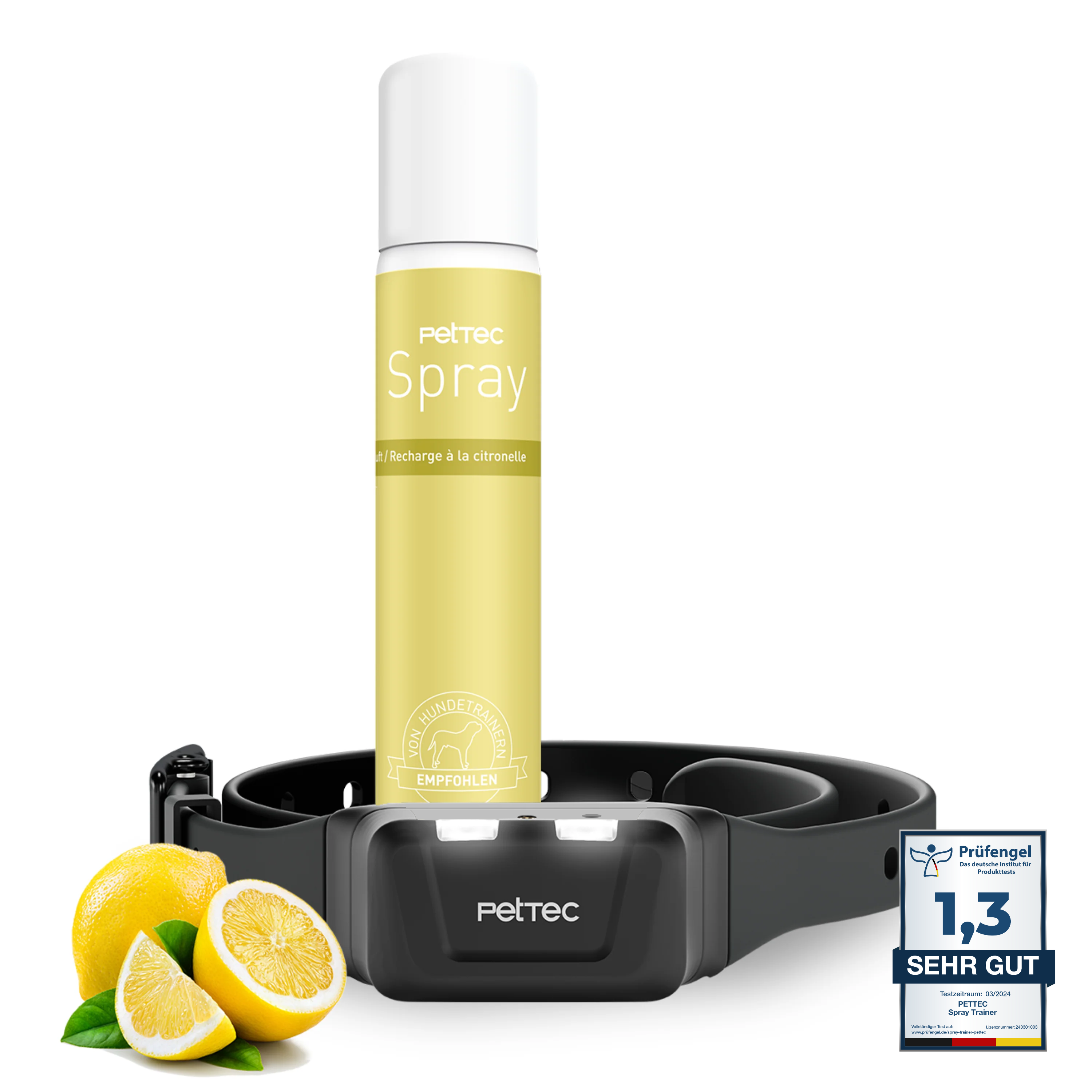 Antibellhalsband mit Spray fr Hunde | Sprhhalsband/Erziehungshalsband  Hund | Hund bellen abgewhnen | 5 Empfindlichkeitsstufen, Citronella |  PetTec