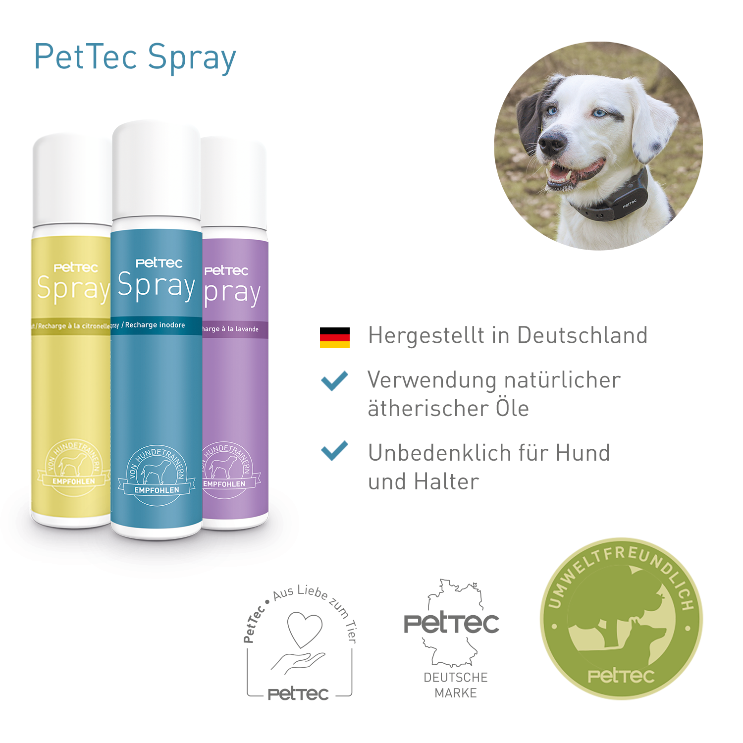 PetTec Nachfüllspray für Hundetrainer - 3er-Pack Citronella-Spray