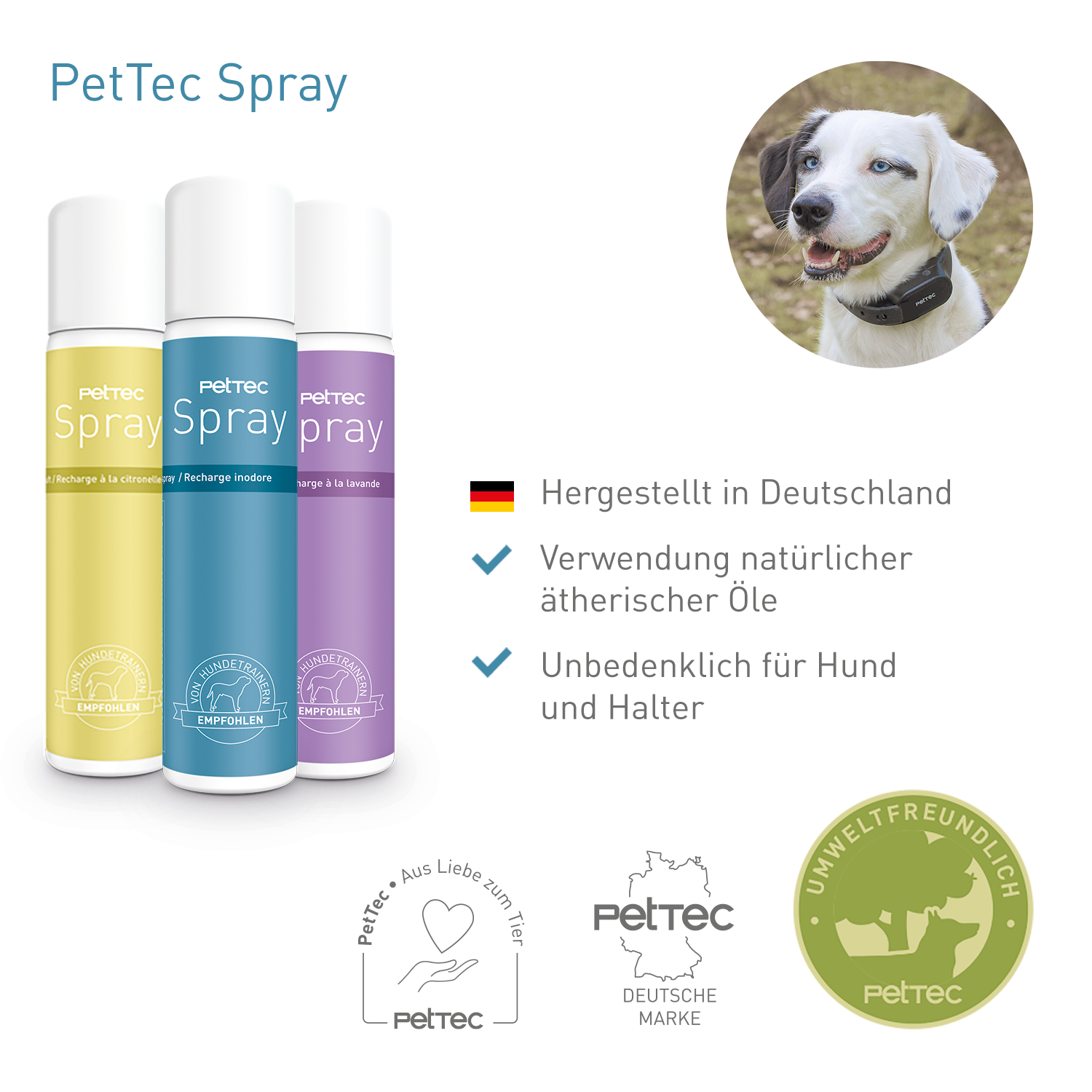 PetTec Nachfüllspray für Hundetrainer - 3er-Pack Aqua-Spray