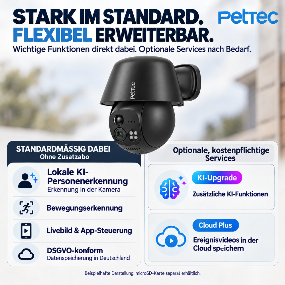 PetTec Cam Free 360 Wi-Fi Black – WLAN-Kamera mit Akku