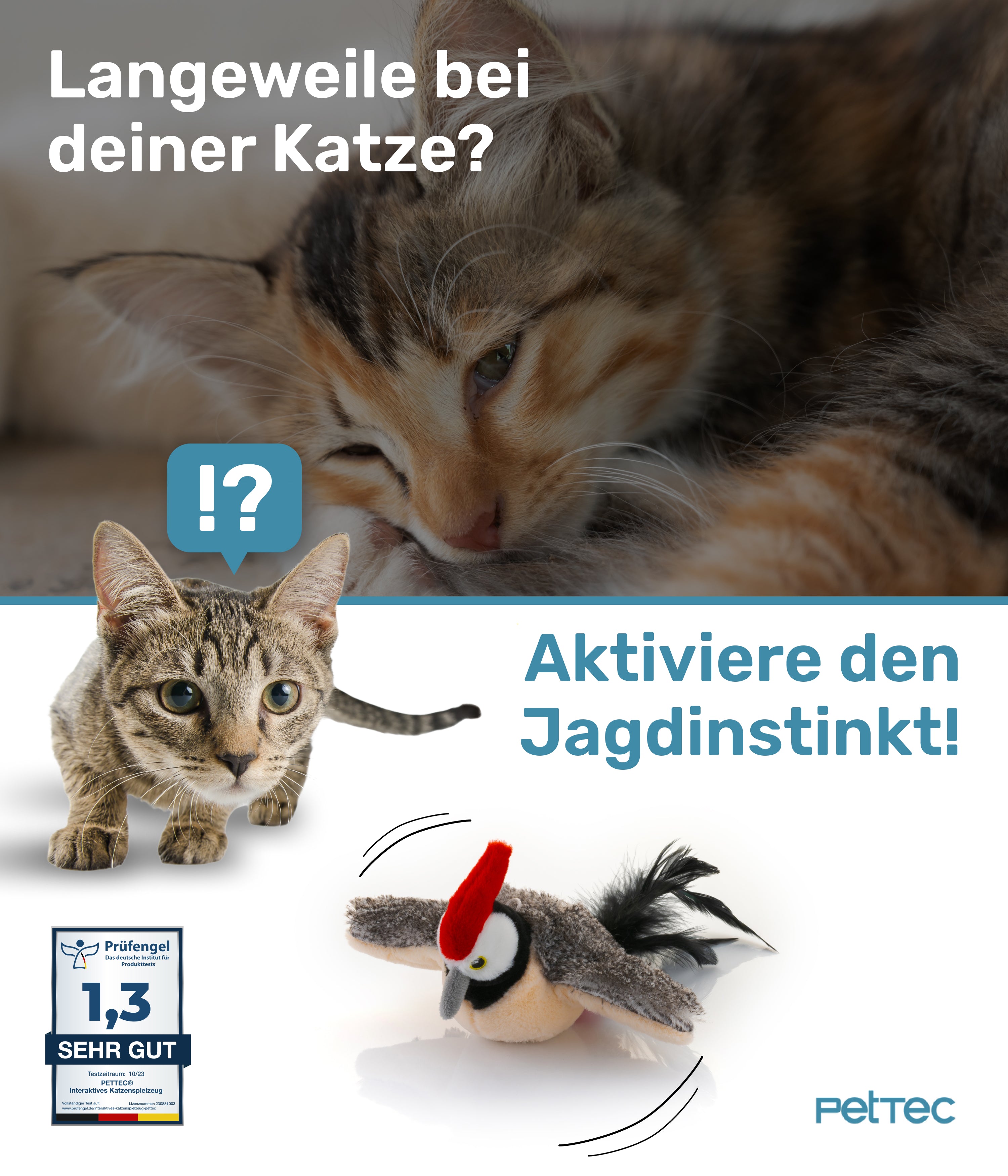 PetTec interaktives Plüschtier für Katzen - Specht