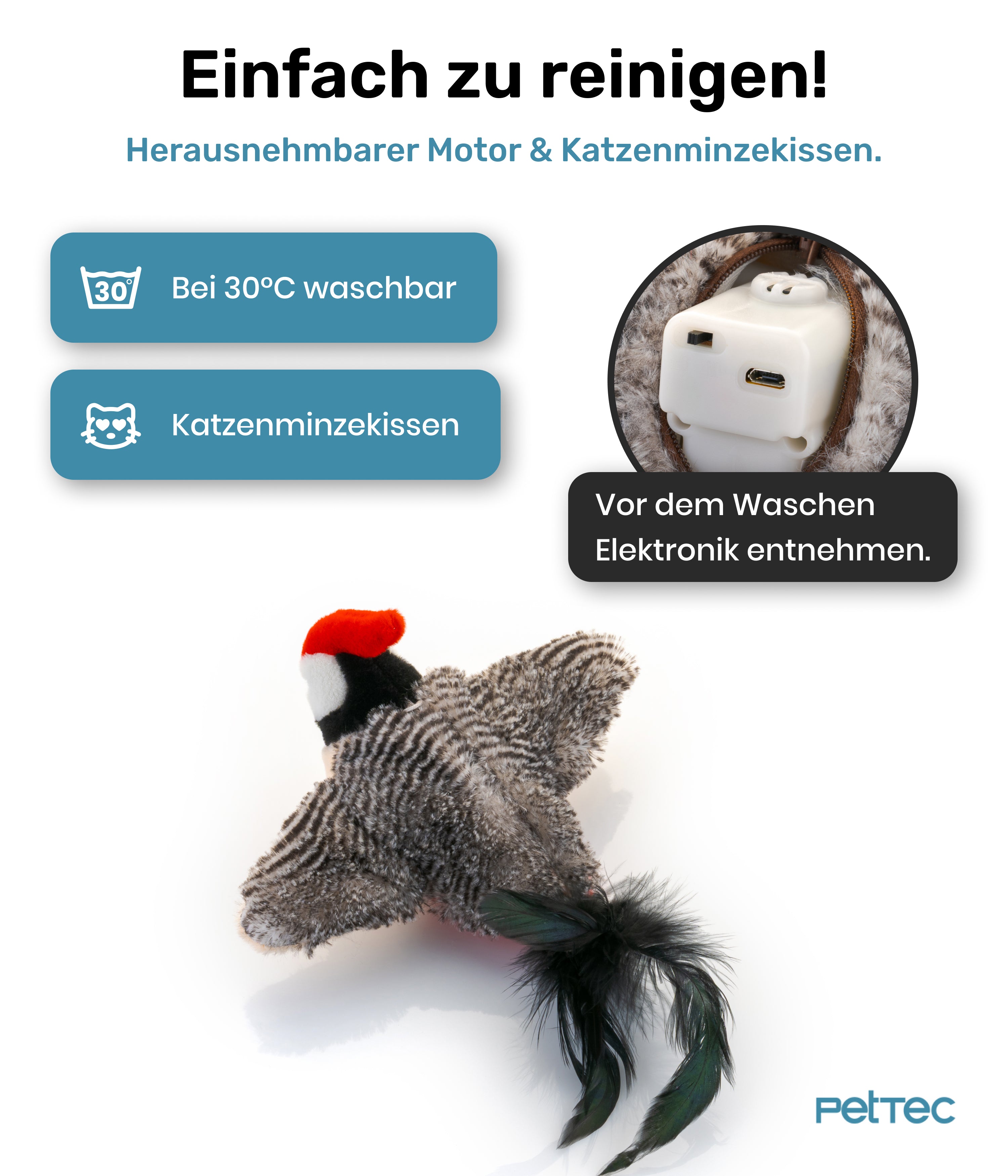 PetTec interaktives Plüschtier für Katzen - Specht