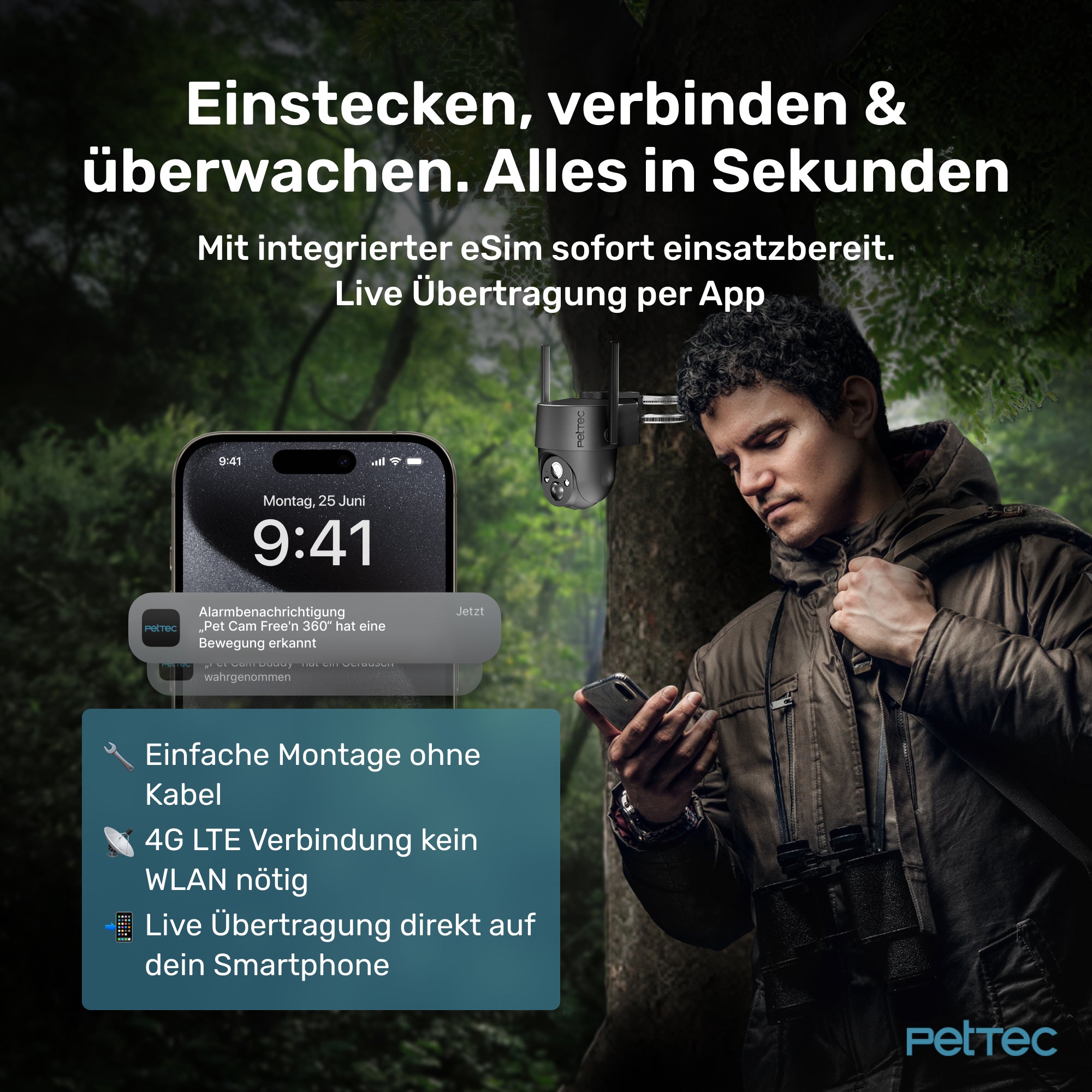PetTec Cam Free'n 360 LTE/4G schwarz