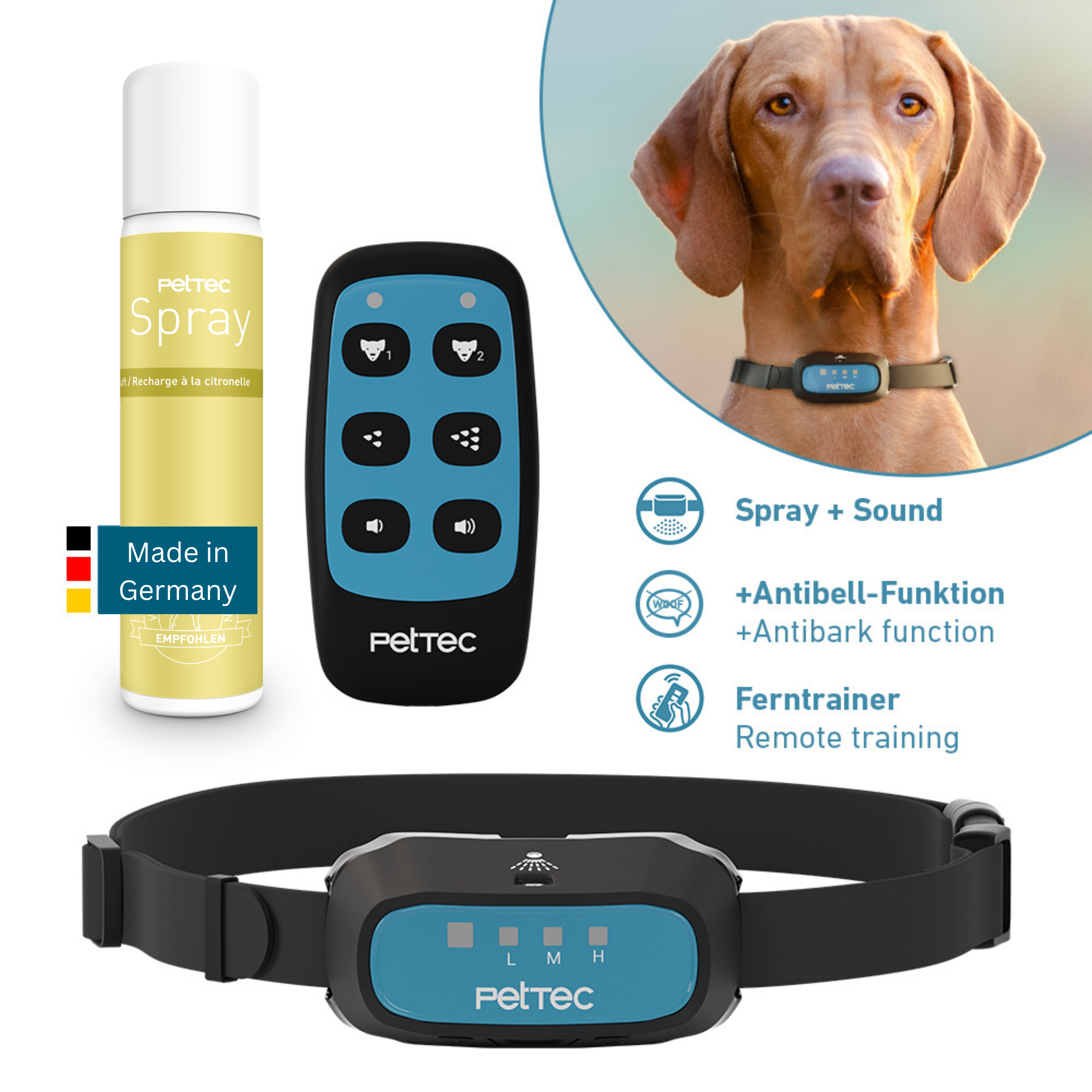 PetTec Remote Trainer mit Fernbedienung inkl. Citronella-Spray - B-Ware