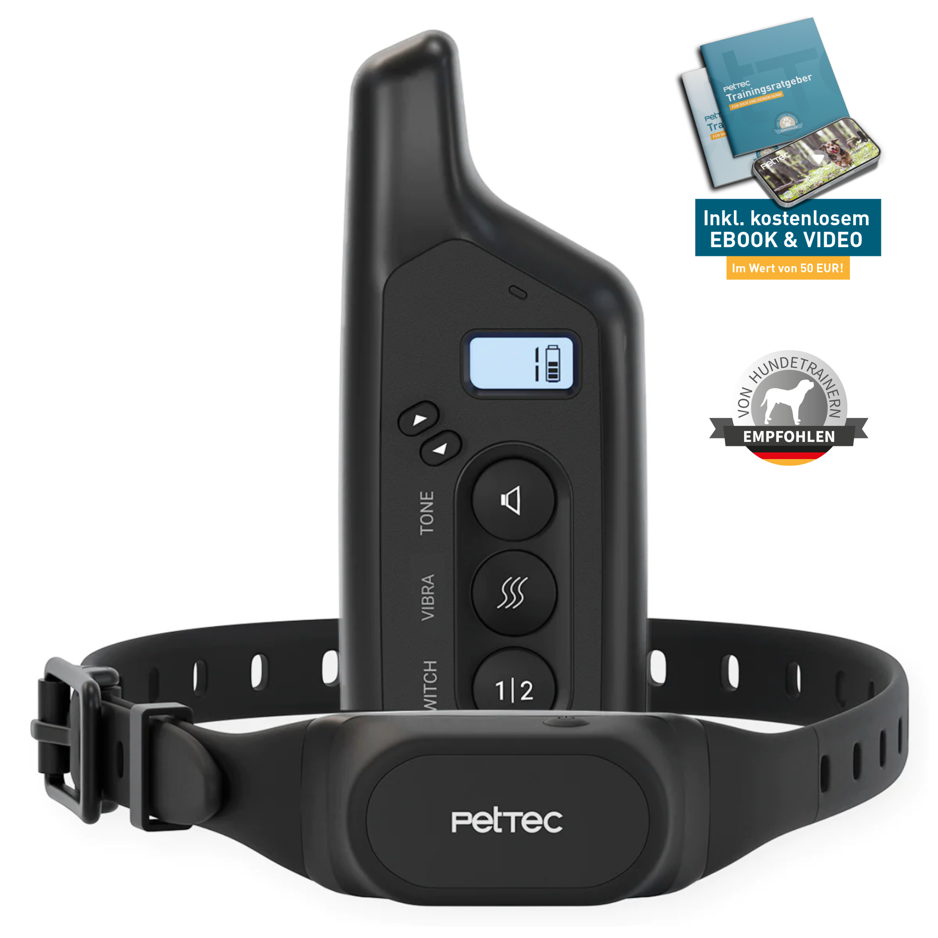 Antibell Vibrationshalband fr Hunde mit Fernbedienung, wasserdicht, 300m Reichweite, 16 Ton- und Vibrationsstufen | Ferntrainer | PetTec Antibell Vibrationshalband fr Hunde mit Fernbedienung, wasserdicht, 300m Reichweite, 16 Ton- und Vibrationsstufen | Ferntrainer | PetTec