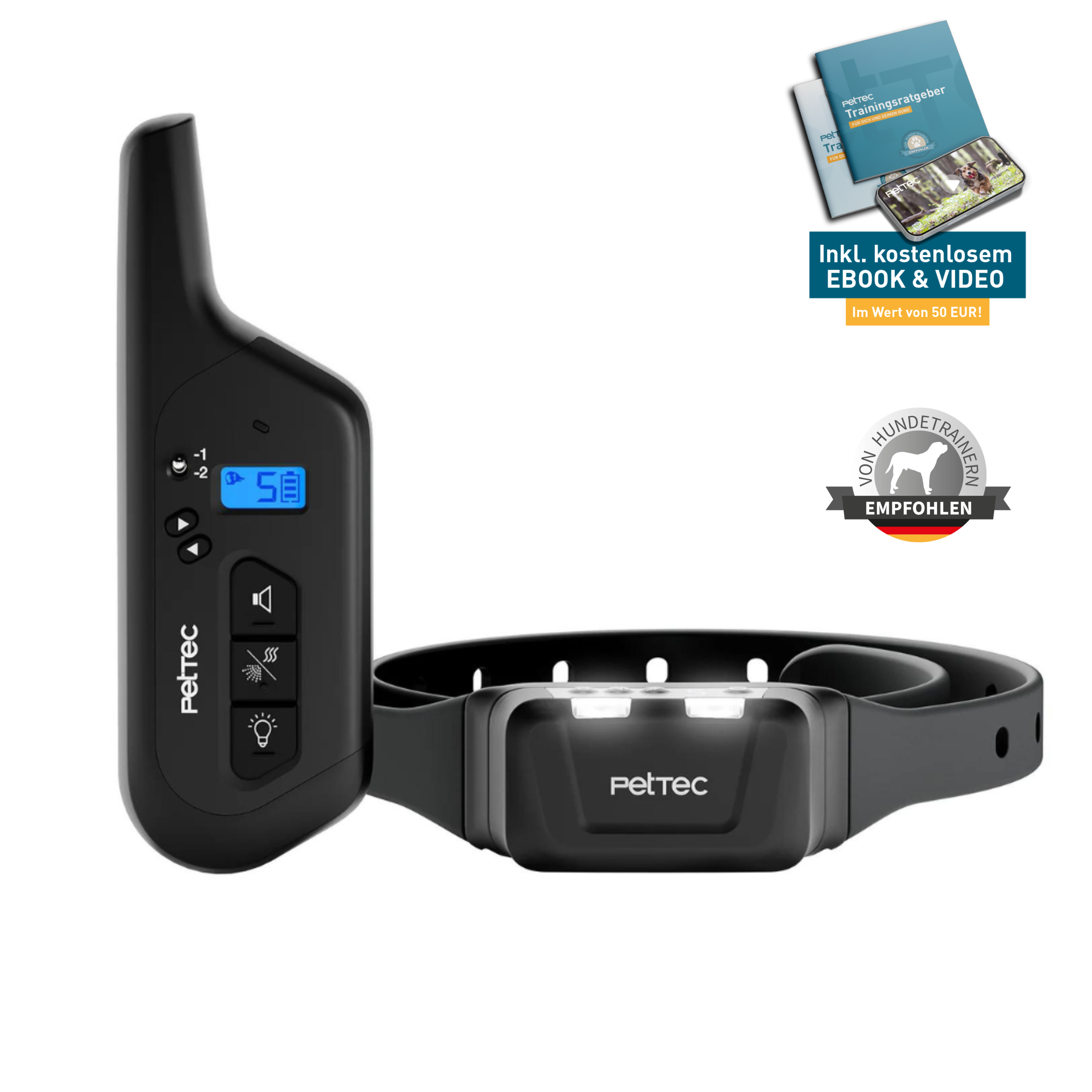 Antibell Vibrationshalband fr Hunde mit Bell-Erkennung und Fernbedienung, 600m Reichweite, 5 Vibrationsstufen | Ferntrainer | PetTec Antibell Vibrationshalband fr Hunde mit Bell-Erkennung und Fernbedienung, 600m Reichweite, 5 Vibrationsstufen | Ferntrainer | PetTec