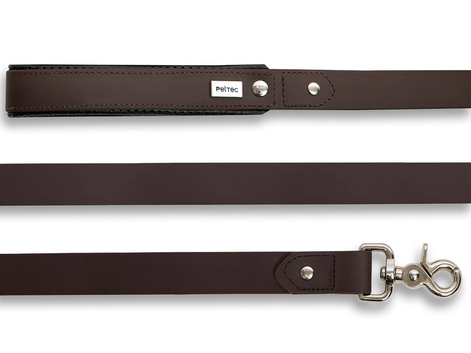 PetTec Hundeleine aus veganem Trioflex mit Handschlaufe, Führleine 2m bis 80kg, braun