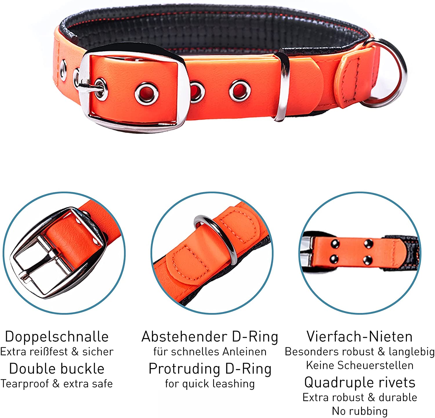 PetTec Halsband aus veganem Trioflex®, orange