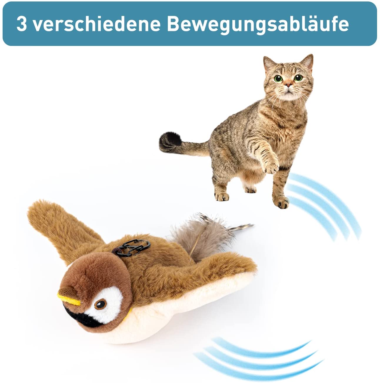 PetTec interaktives Plüschtier für Katzen - Spatz - B-Ware