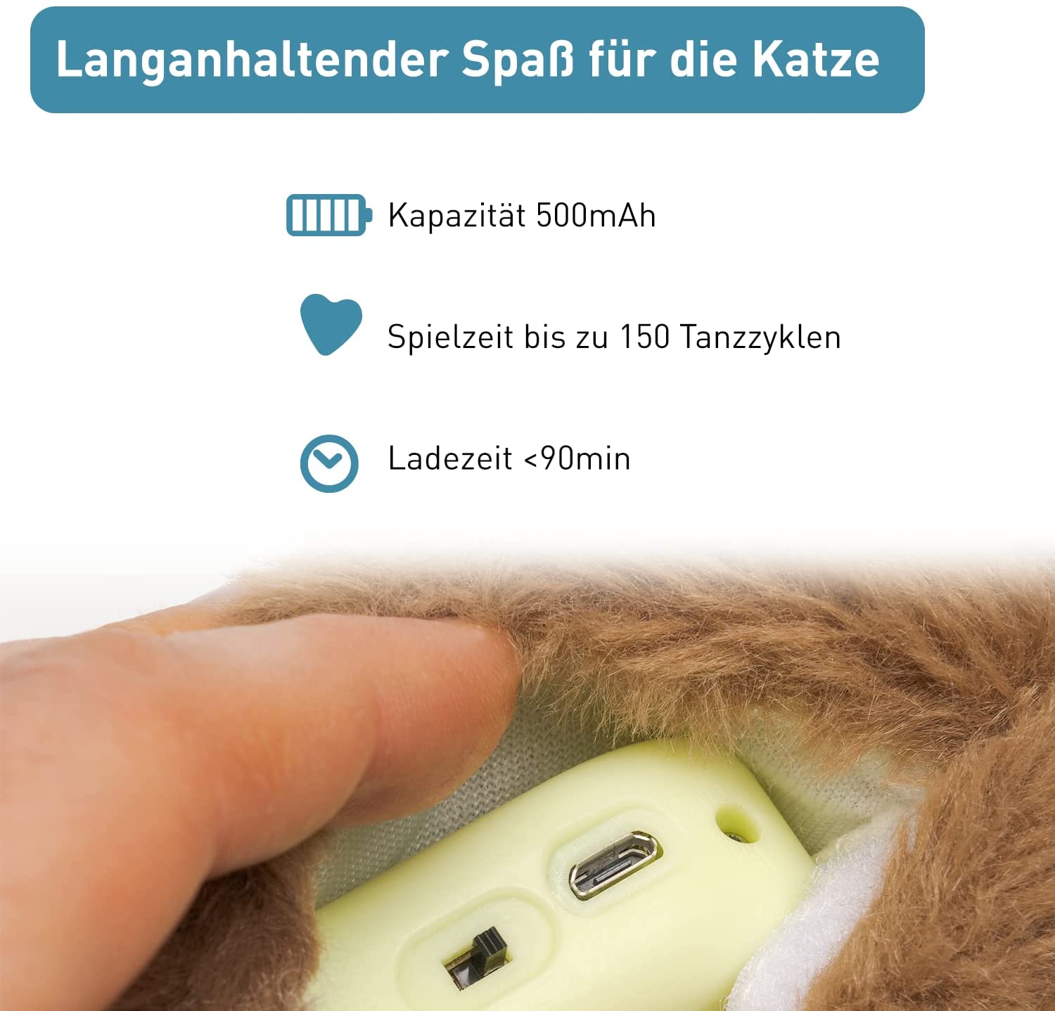 PetTec interaktives Plüschtier für Katzen - Waschbär