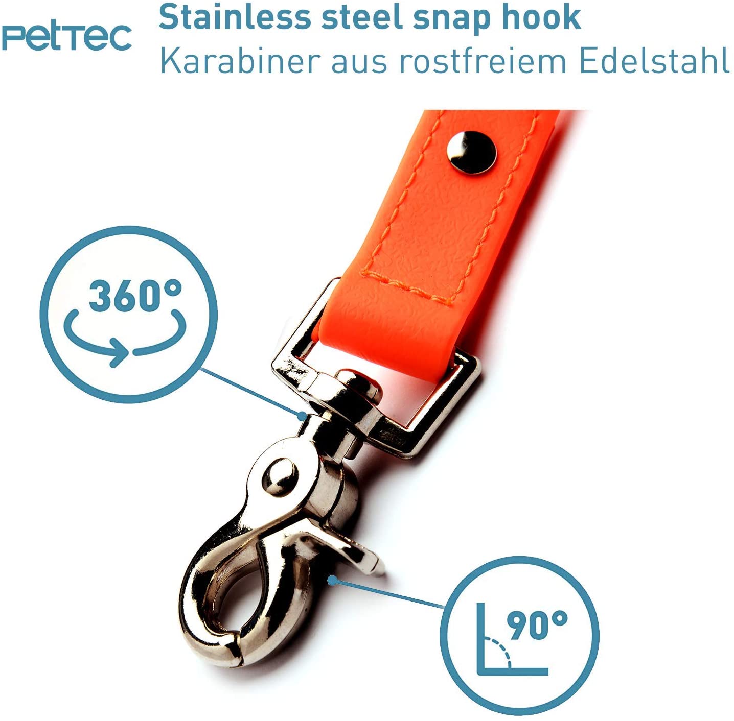 PetTec Schleppleine aus veganem Trioflex® bis 80kg, orange