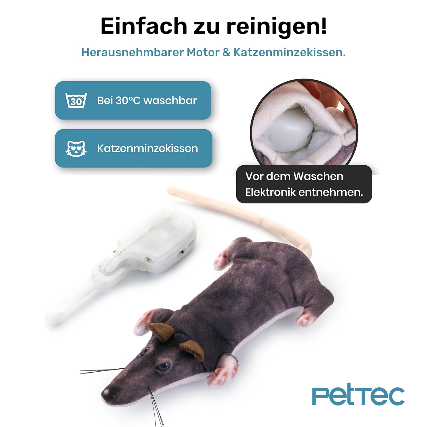 PetTec interaktives Plüschtier für Katzen - Ratte