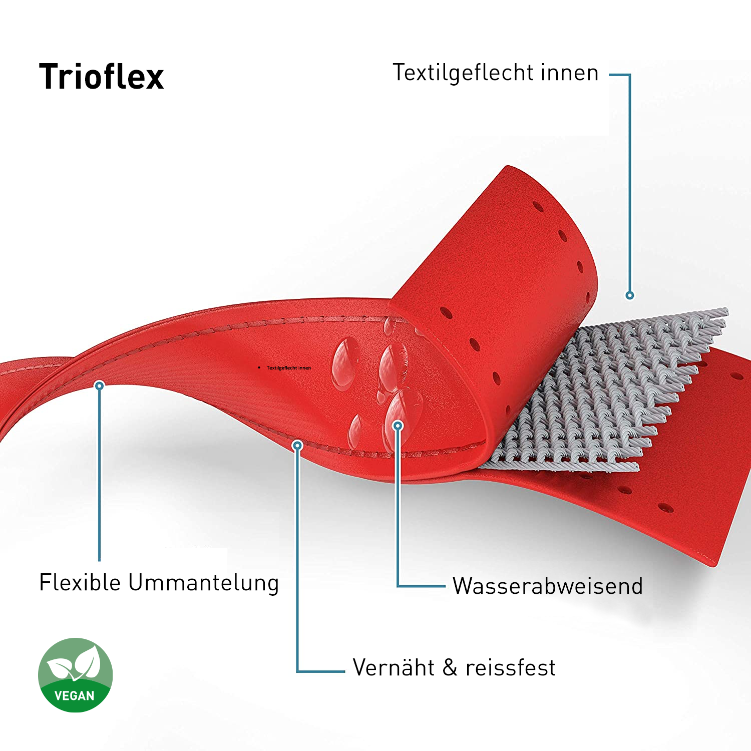 PetTec Halsband aus veganem Trioflex®, rot