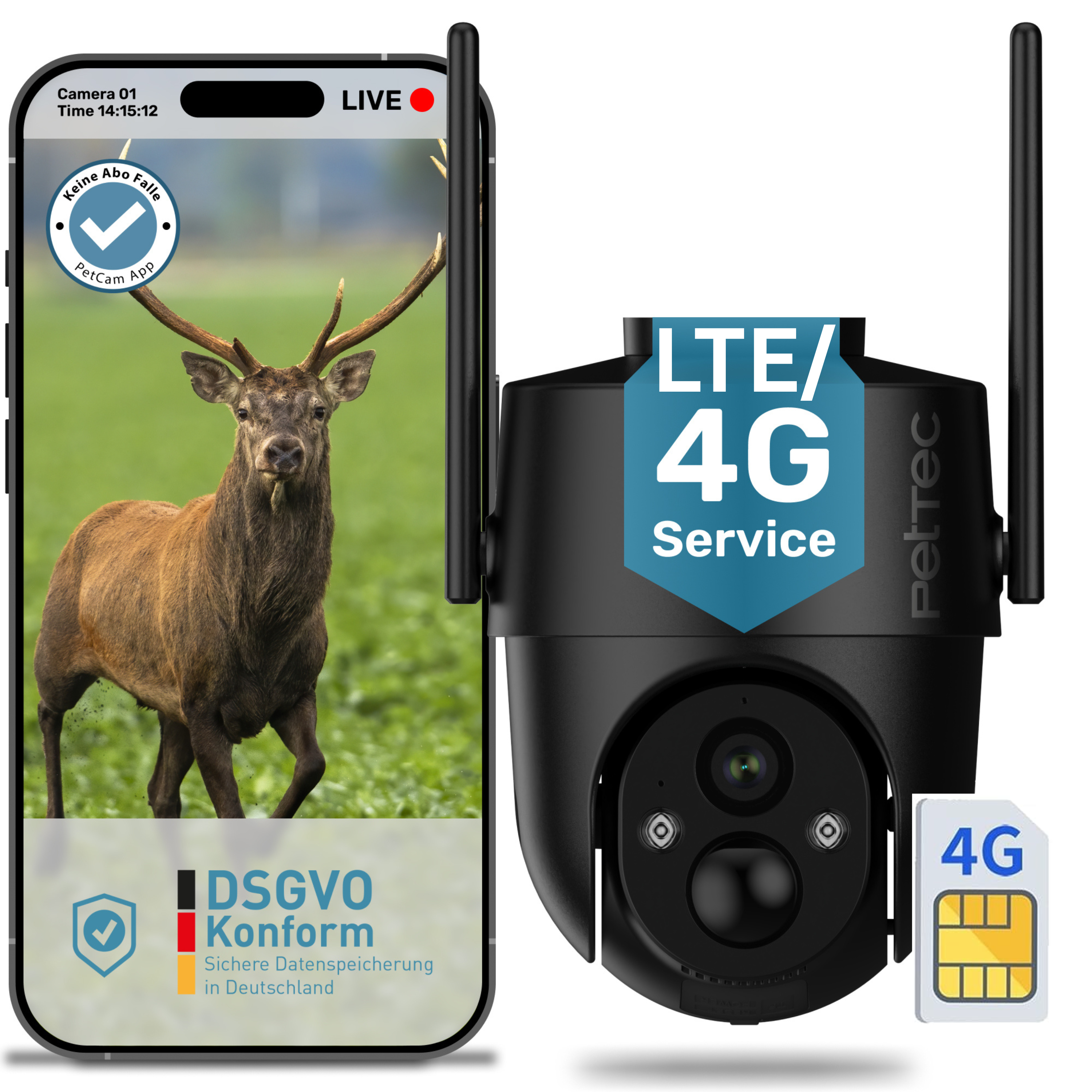 PetTec Cam Free'n 360 LTE/4G schwarz