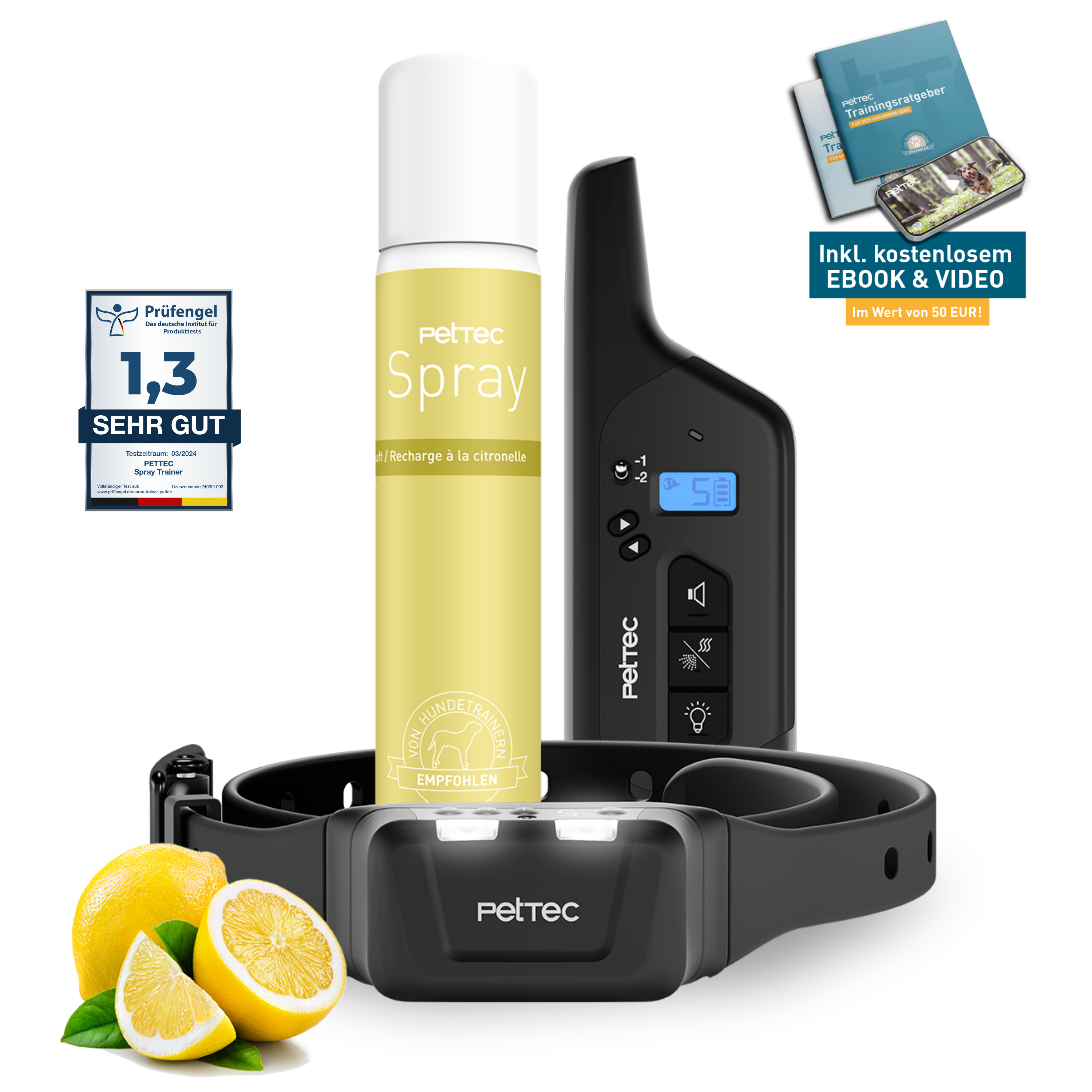 PetTec Spray & Ton Multi-Trainer mit Fernbedienung inkl. Citronella-Spray