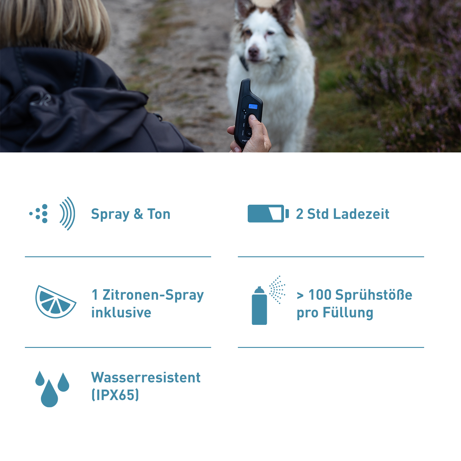 PetTec Spray & Ton Multi-Trainer mit Fernbedienung inkl. Citronella-Spray - B-Ware
