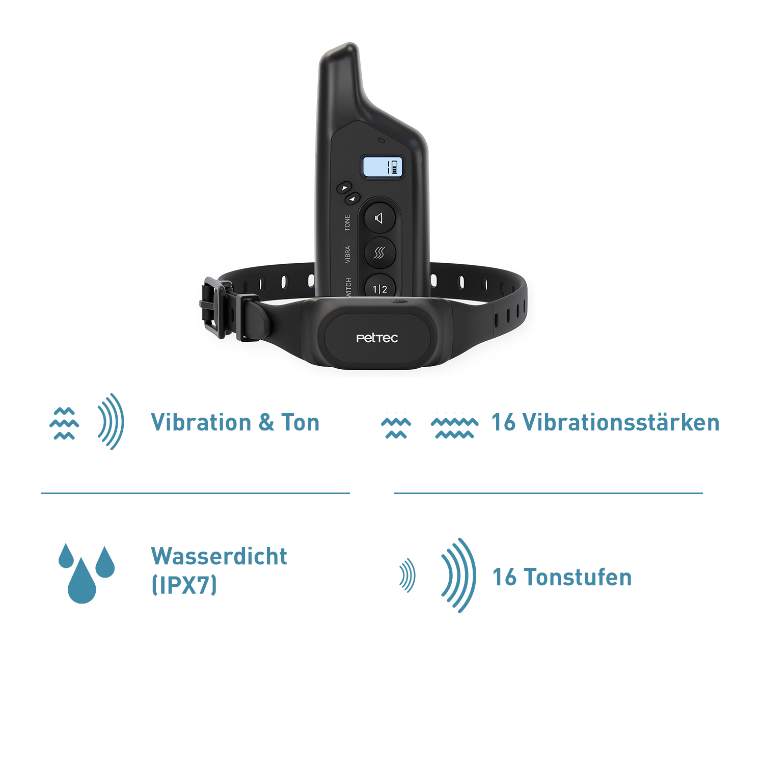 Antibell Vibrationshalband fr Hunde mit Fernbedienung, wasserdicht, 300m Reichweite, 16 Ton- und Vibrationsstufen | Ferntrainer | PetTec Antibell Vibrationshalband fr Hunde mit Fernbedienung, wasserdicht, 300m Reichweite, 16 Ton- und Vibrationsstufen | Ferntrainer | PetTec