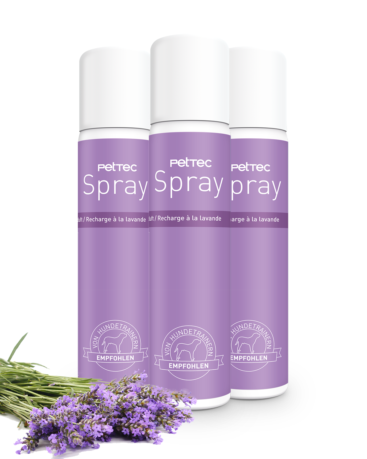 PetTec Nachfüllspray für Hundetrainer - 3er-Pack Lavendel-Spray