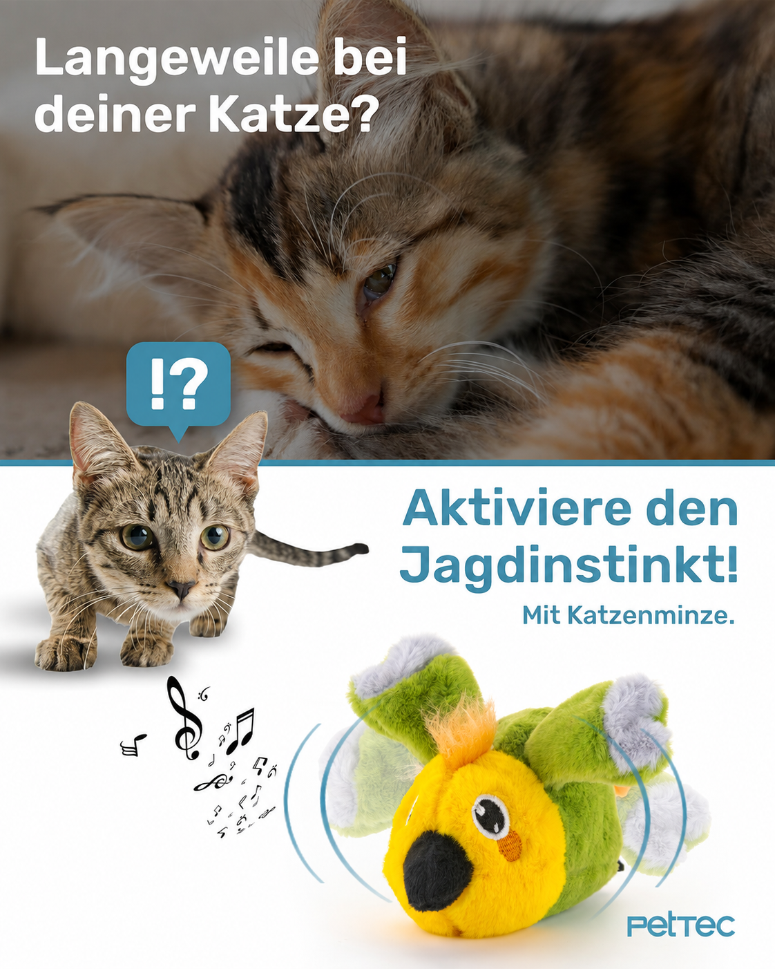 PetTec Interactive Plush Toy for Cats - Parrot
