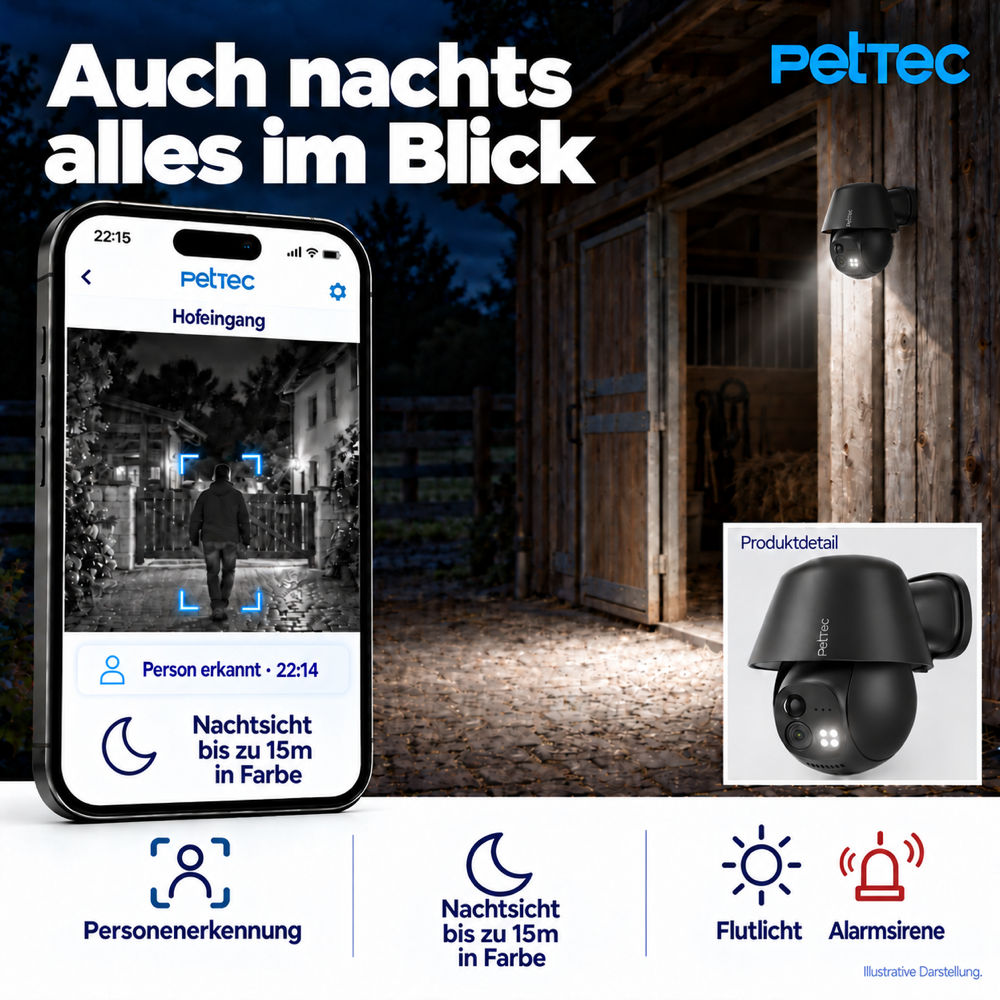 PetTec Cam Free 360 Wi-Fi Black – WLAN-Kamera mit Akku