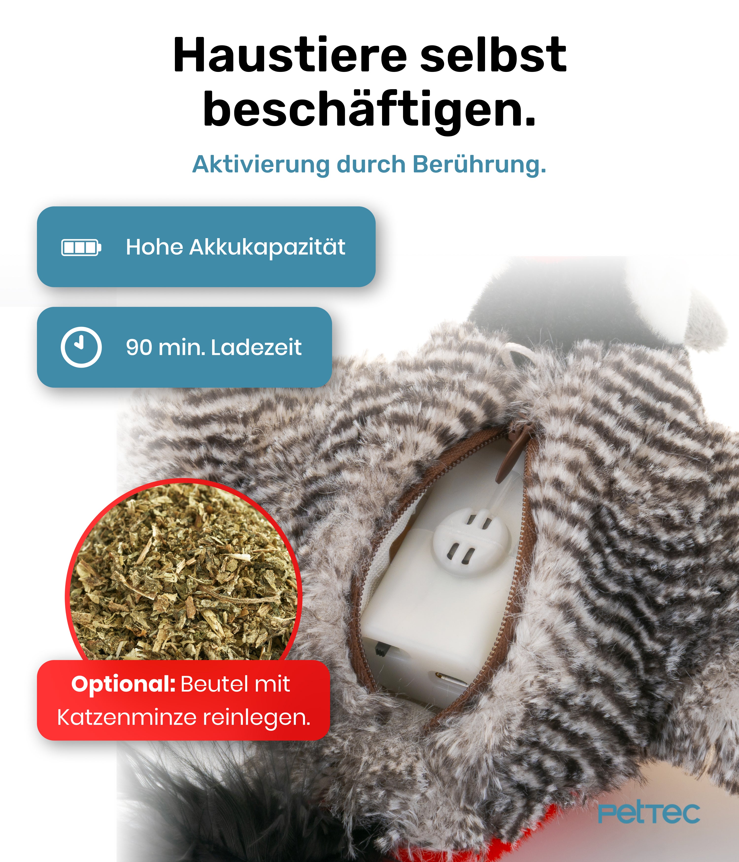 PetTec interaktives Plüschtier für Katzen - Specht