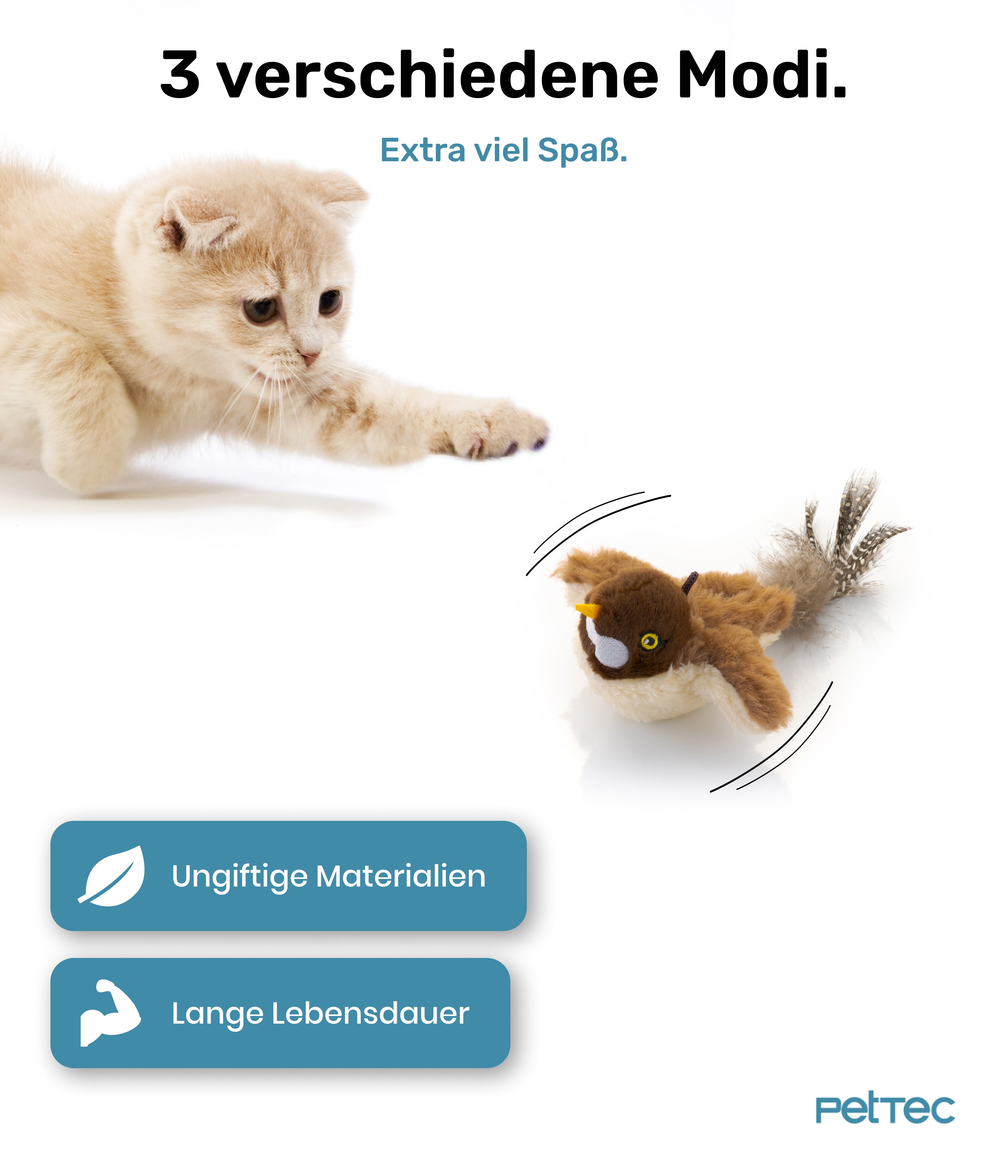 PetTec interaktives Plüschtier für Katzen - Spatz Mini