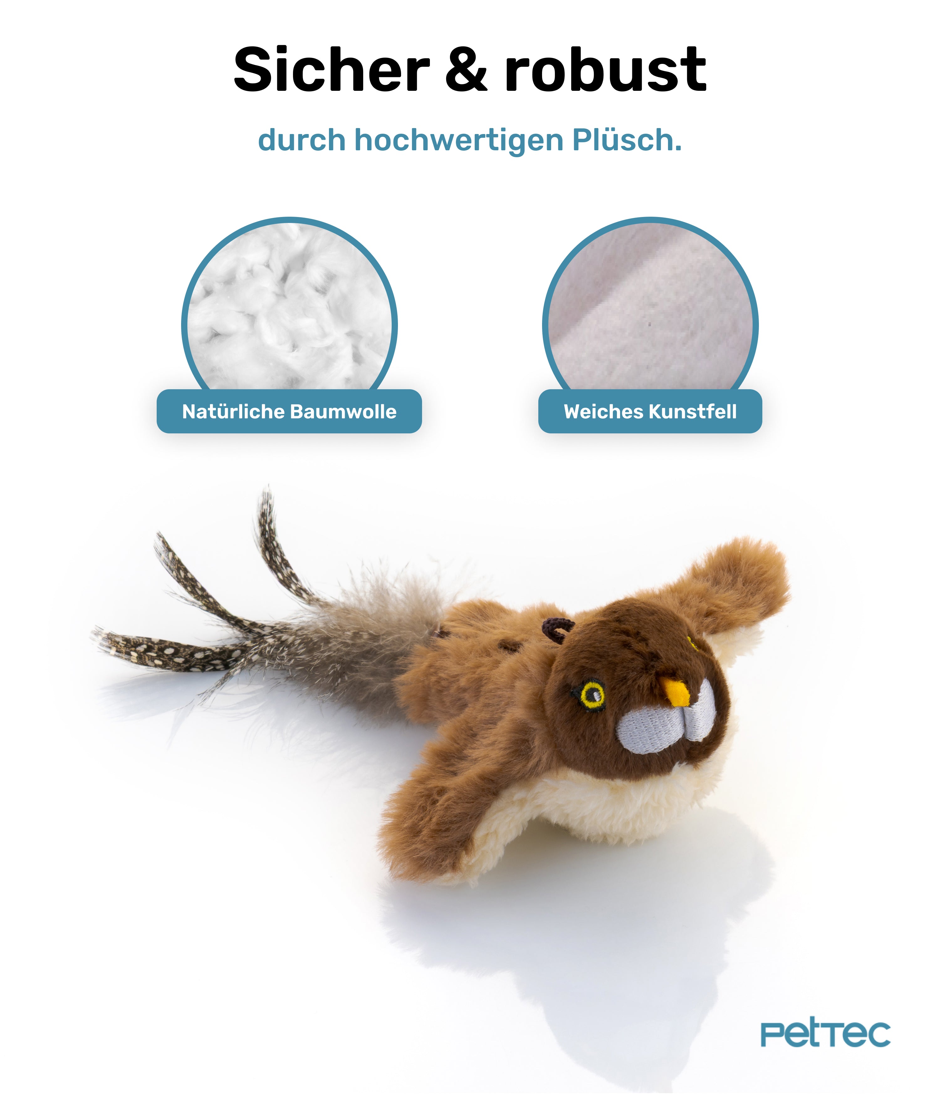 PetTec interaktives Plüschtier für Katzen - Spatz Mini
