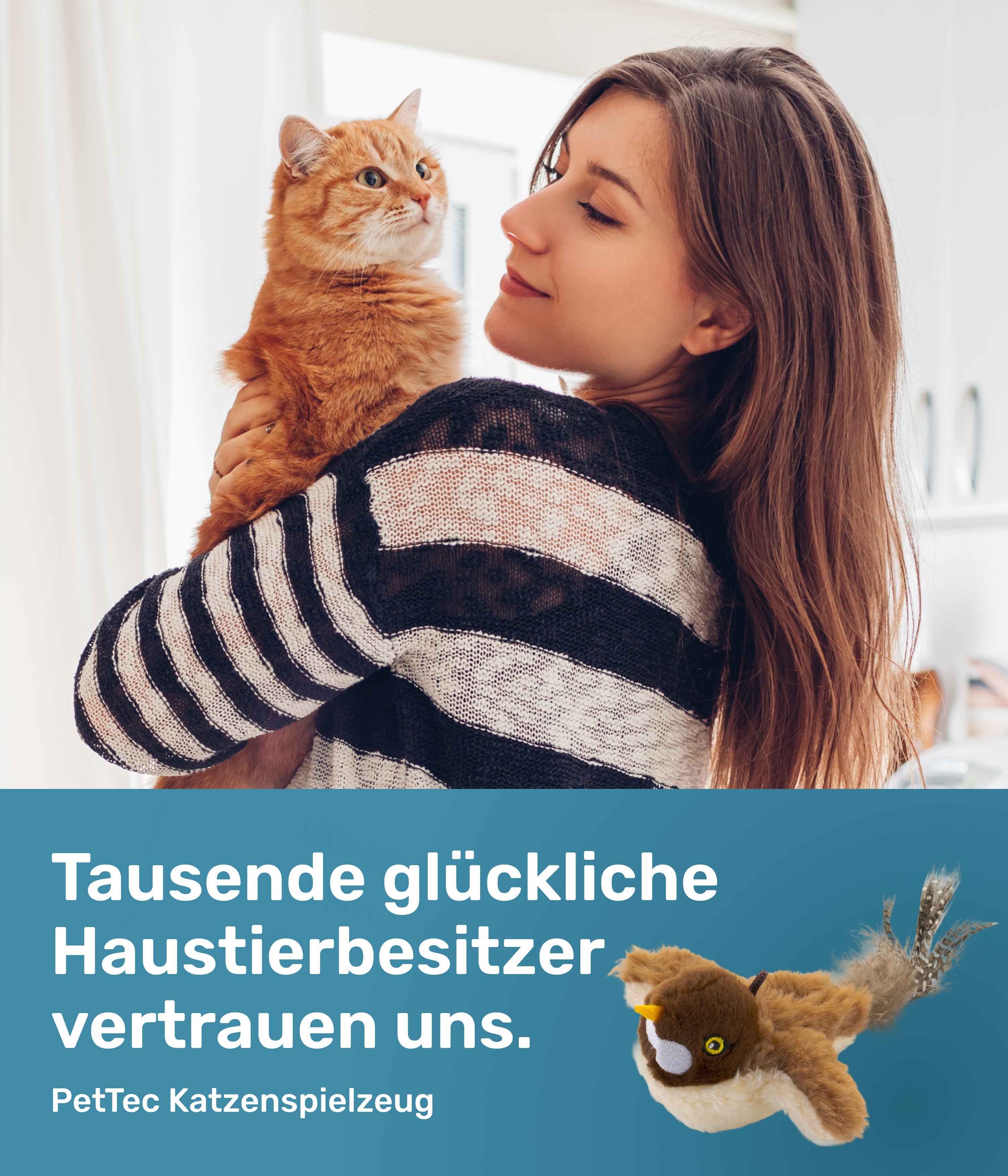 PetTec interaktives Plüschtier für Katzen - Spatz Mini