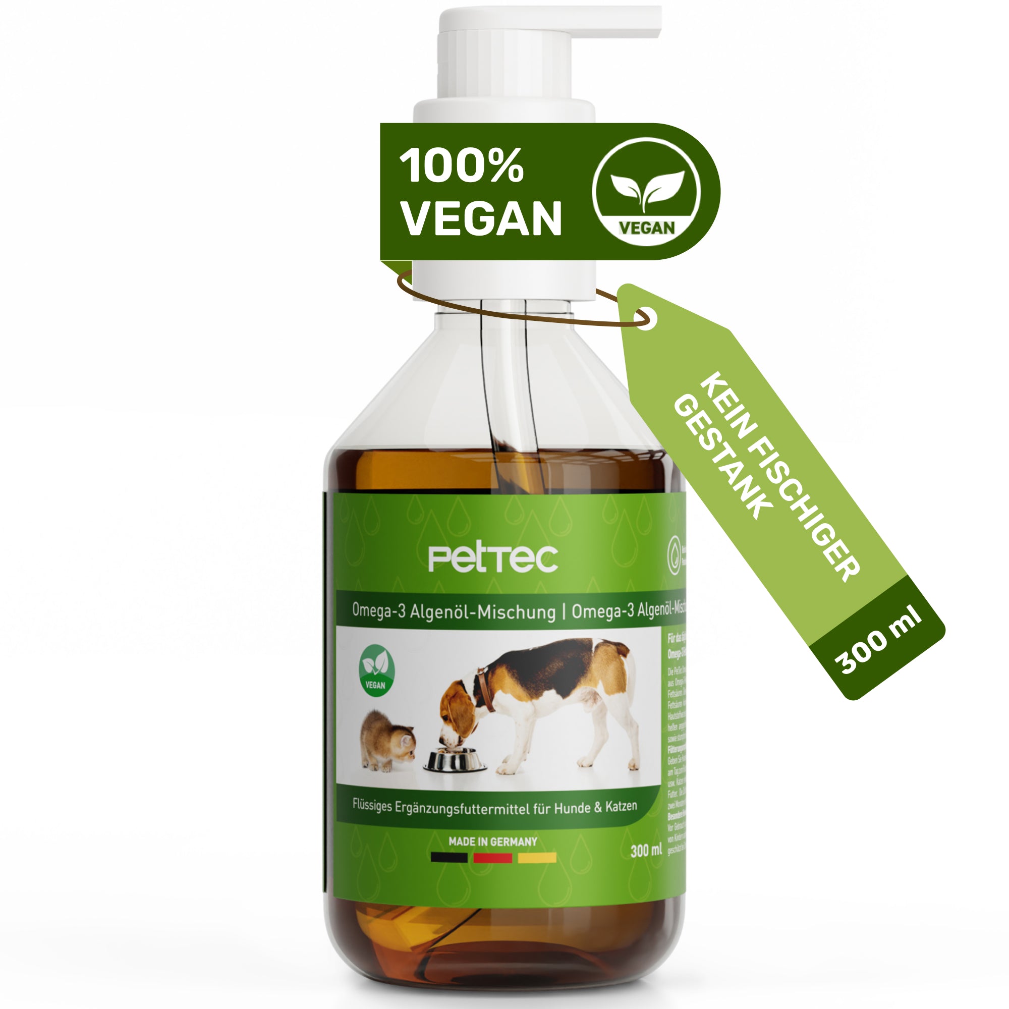 PetTec Omega-3 Algenöl-Mischung für Hunde, Katzen & Pferde