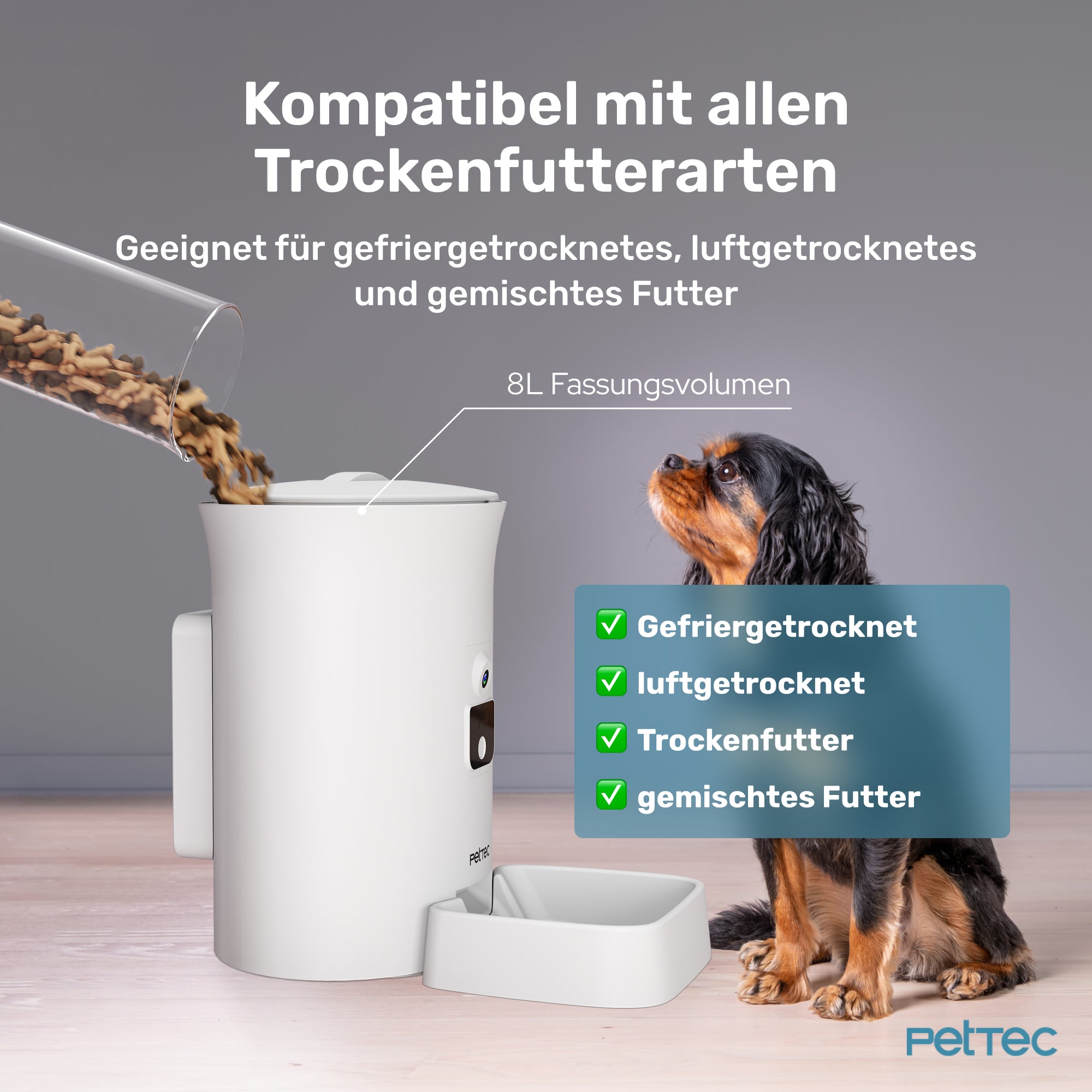 PetTec Cam Buddy inkl. automatischer Futterautomat für Katzen und Hunde