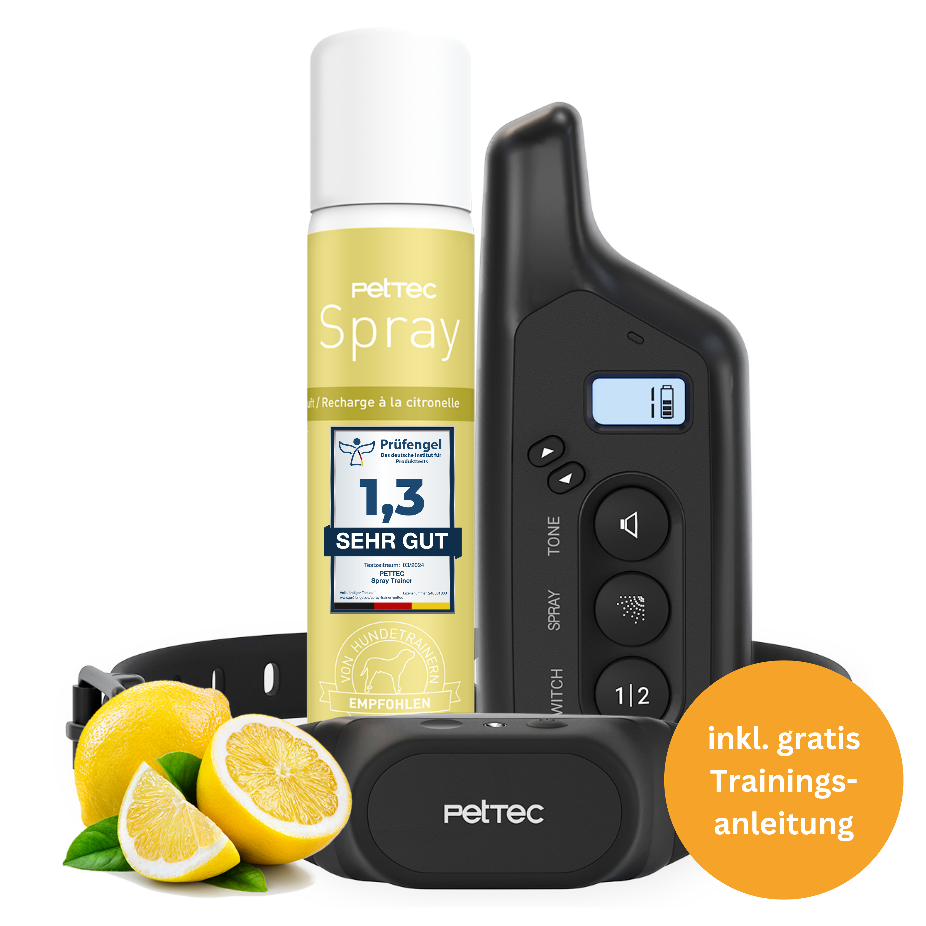 PetTec Spray & Ton Trainer mit Fernbedienung inkl. Citronella-Spray