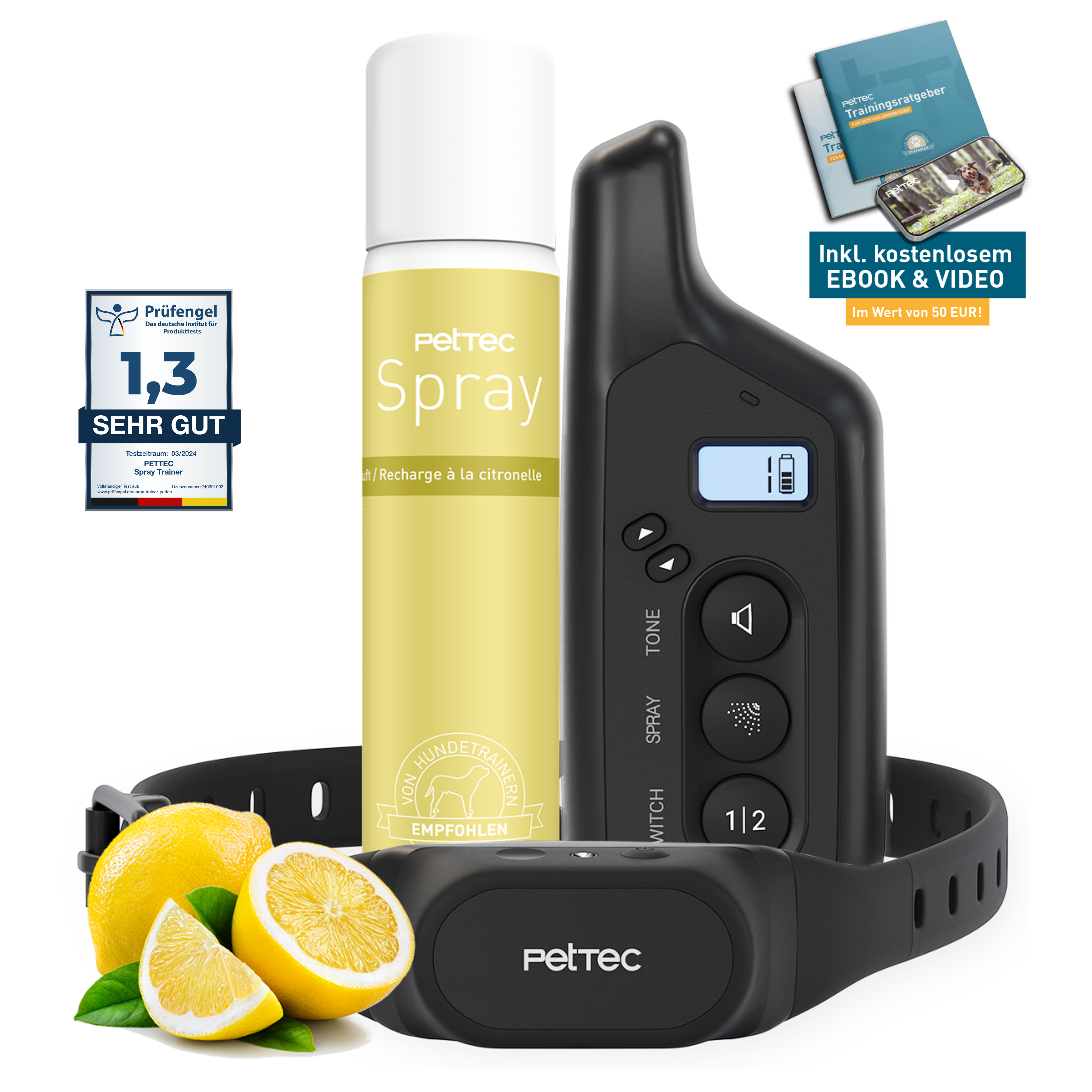 PetTec Spray & Ton Trainer mit Fernbedienung inkl. Citronella-Spray