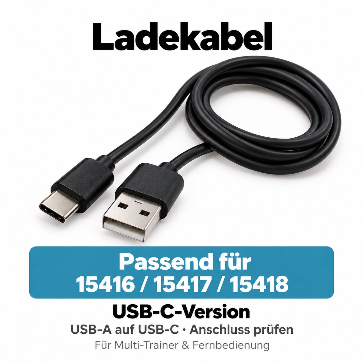 USB-C-Ladekabel für PetTec 15416, 15417 und Fernbedienung 15418 – USB-A auf USB-C.