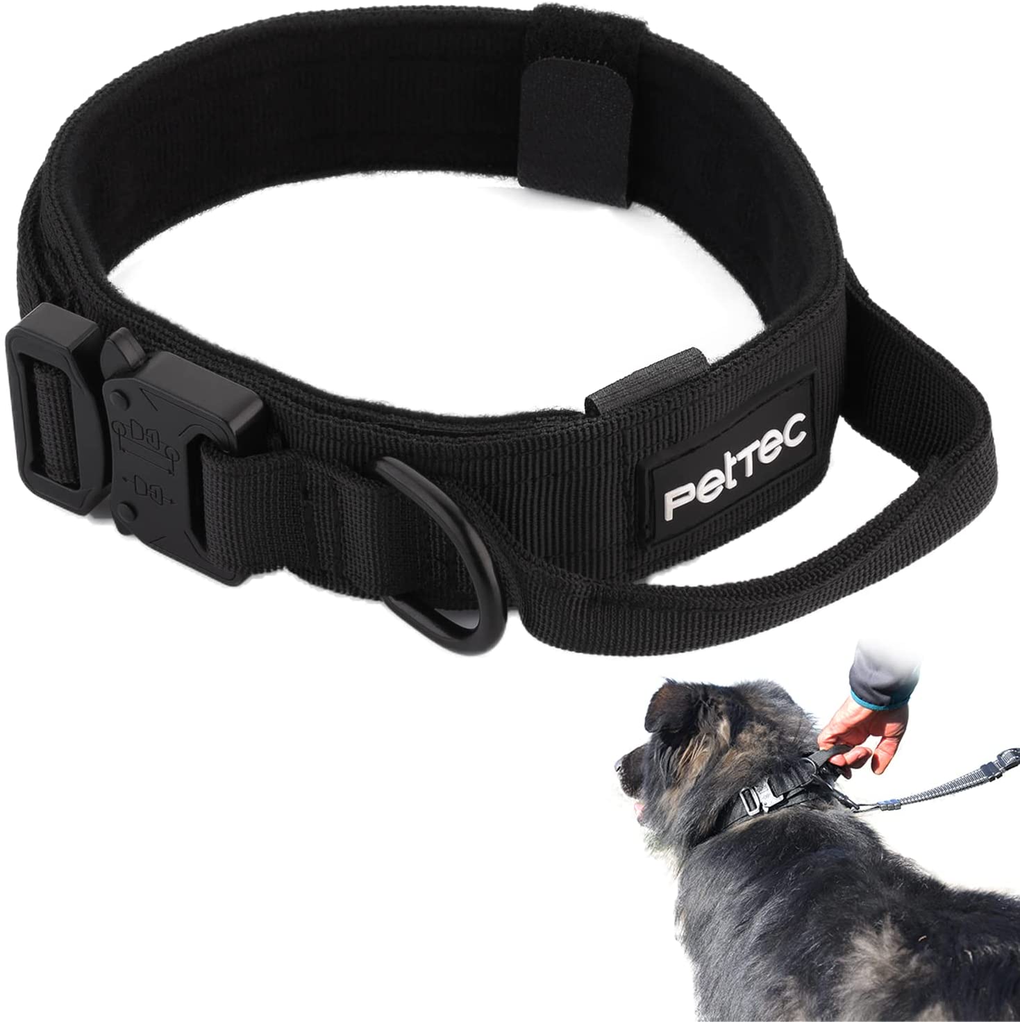 PetTec Hundehalsband aus Neopren & Nylon, schwarz